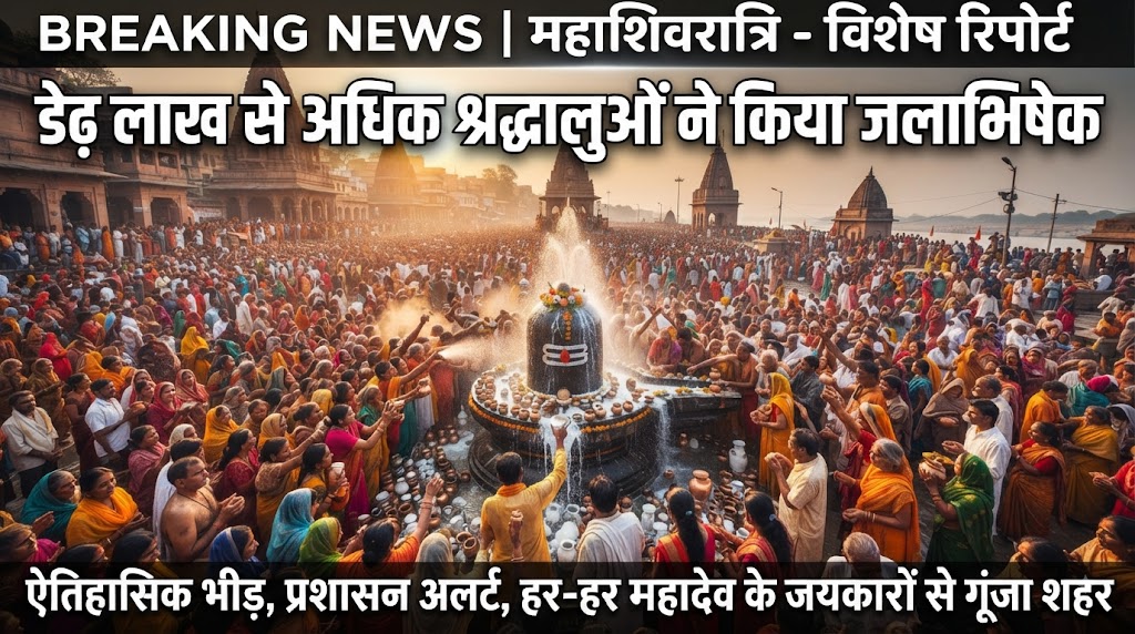 डेढ़ लाख से अधिक श्रद्धालुओं ने किया जलाभिषेक, अर्घ्य प्रणाली से दर्शन हुए सुगम