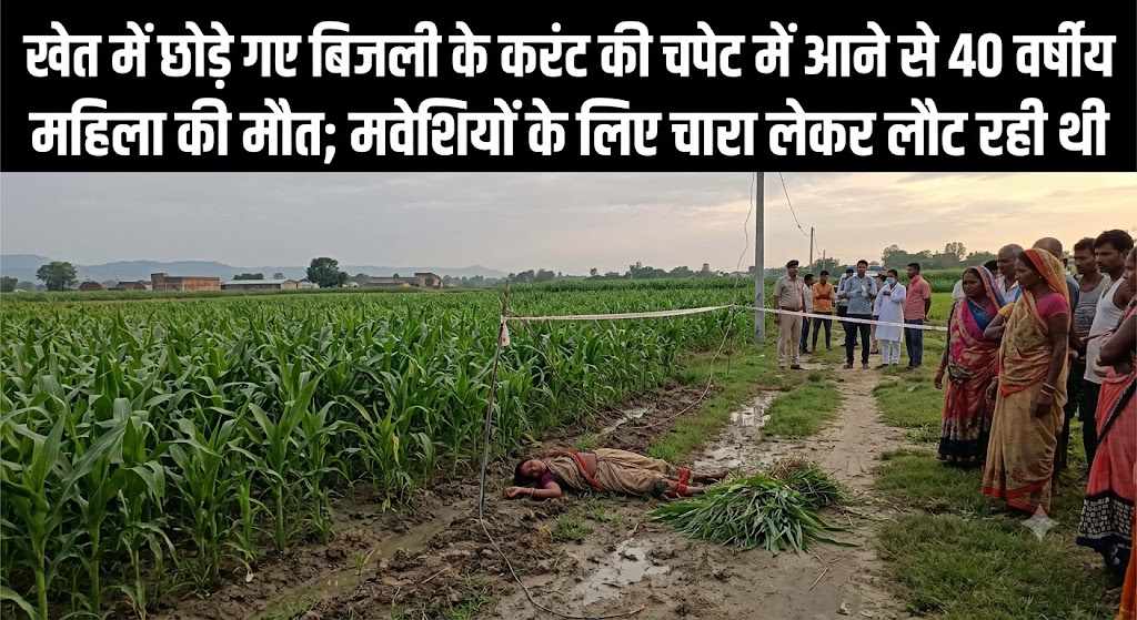 खेत में छोड़े गए बिजली के करंट की चपेट में आने से 40 वर्षीय महिला की मौत, मवेशियों के लिए चारा लेकर लौट रही थी