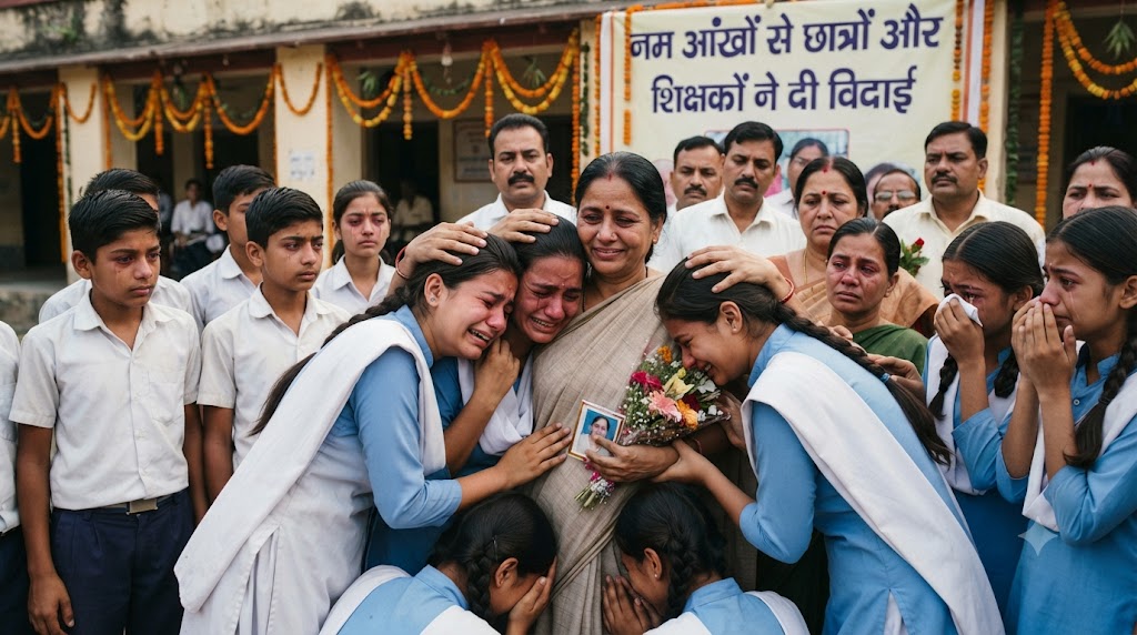 बिहपुर के मधुसूदन सर्वोदय इंटर स्तरीय विद्यालय में शिक्षिका रीता कुमारी के 16 वर्षों के सफल कार्यकाल के बाद भव्य विदाई समारोह आयोजित; नम आंखों से छात्रों और शिक्षकों ने दी विदाई