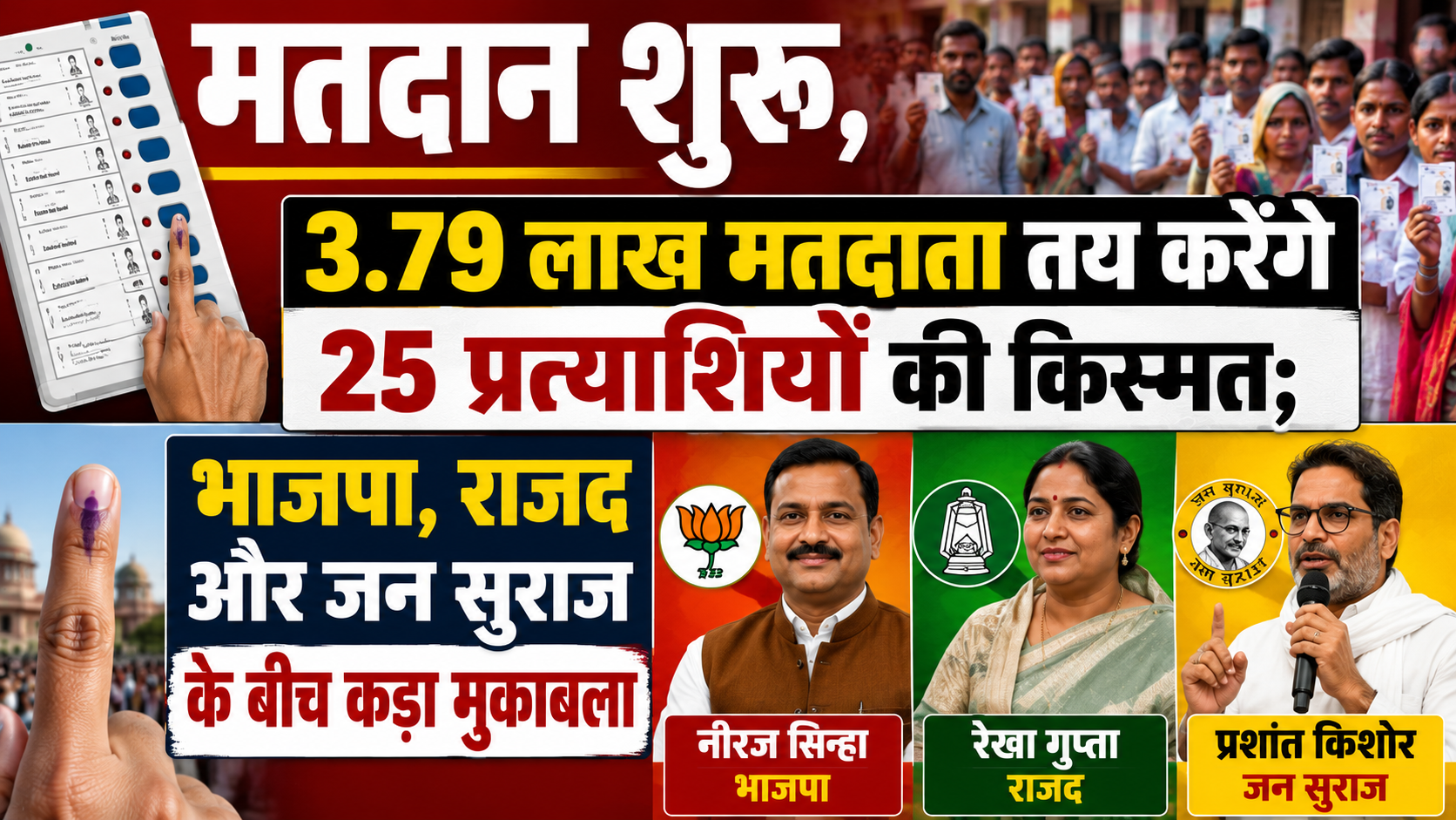 Polling Begins, 379,616 Voters to Decide the Fate of 25 Candidates; BJP, RJD, and Jan Suraaj Locked in Key Contest