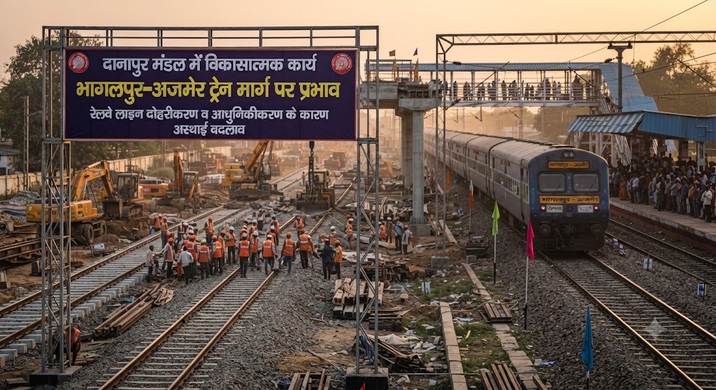 दानापुर मंडल में विकासात्मक कार्यों के चलते भागलपुर-अजमेर एक्सप्रेस समेत कई ट्रेनें रहेंगी निरस्त, यात्रियों की बढ़ी मुश्किलें