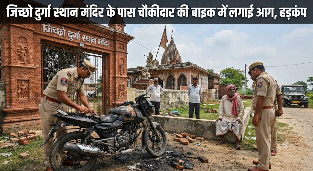 जिच्छो दुर्गा स्थान मंदिर के पास चौकीदार की बाइक में मारी टक्कर हादसे में बाइक का अगला हिस्सा क्षतिग्रस्त, दूसरे बाइक चालक पर मरम्मत का खर्च देने का आरोप