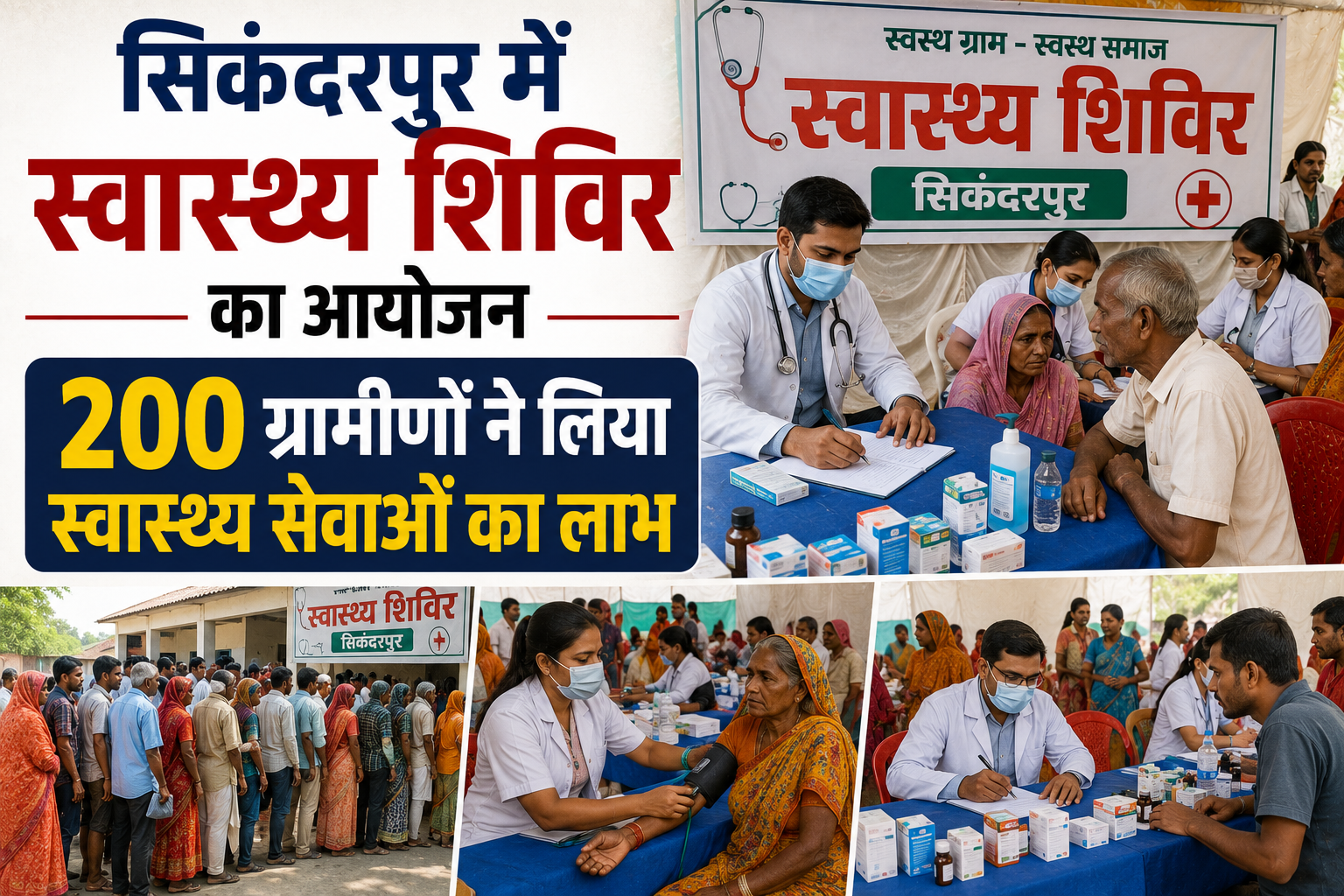 सिकंदरपुर में स्वास्थ्य शिविर का आयोजन, 200 ग्रामीणों ने लिया स्वास्थ्य सेवाओं का लाभ