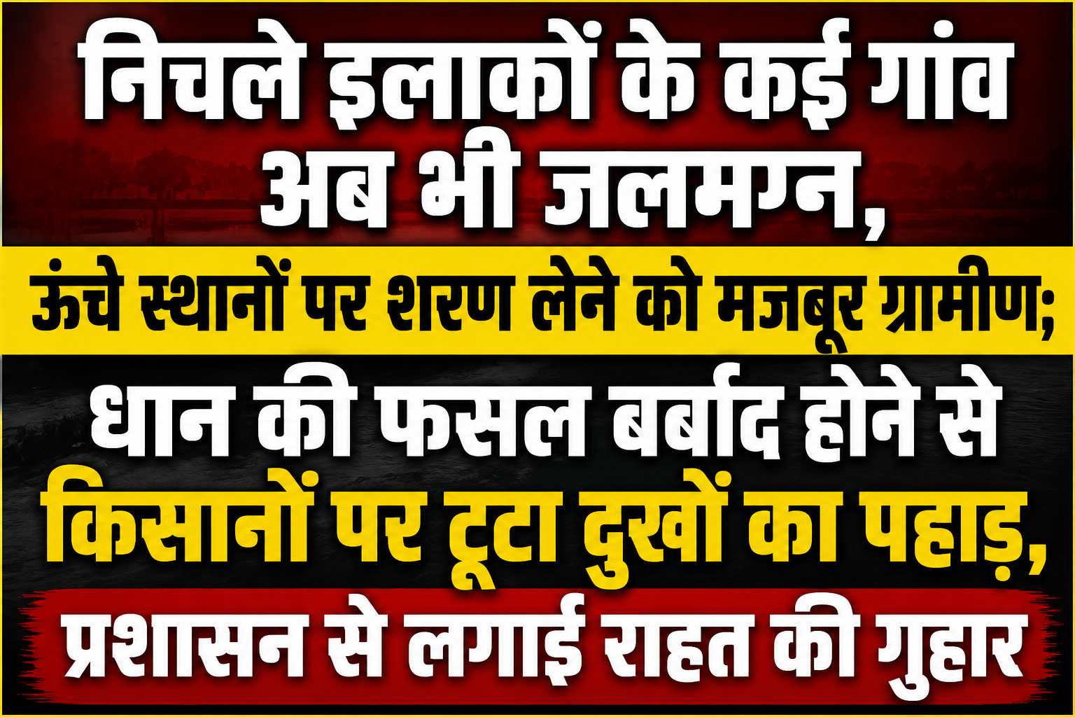 निचले इलाकों के कई गांव अब भी जलमग्न, ऊंचे स्थानों पर शरण लेने को मजबूर ग्रामीण; धान की फसल बर्बाद होने से किसानों पर टूटा दुखों का पहाड़, प्रशासन से लगाई राहत की गुहार